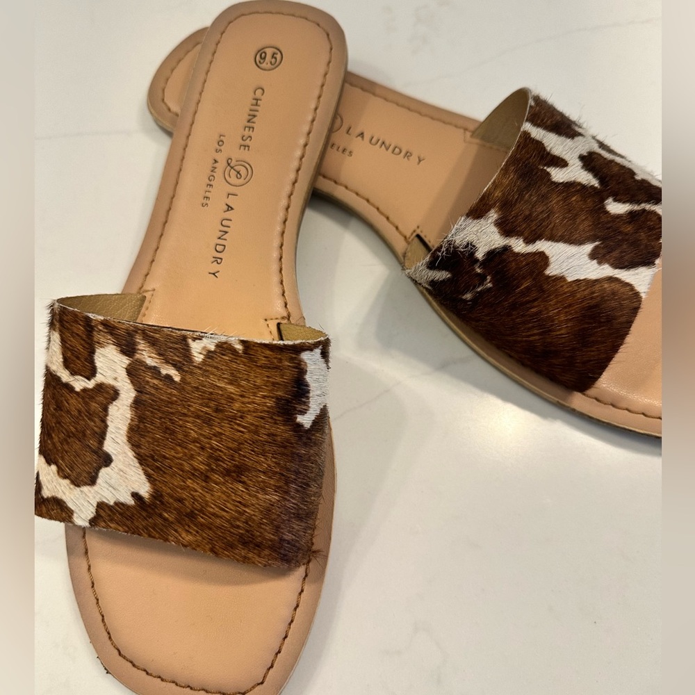 Cow Hair Slides by Chinese Laundry